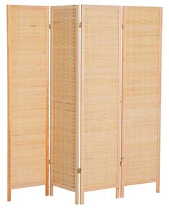 Separé 4 Pannelli in Bambù e Legno Naturale 180x180x2 cm