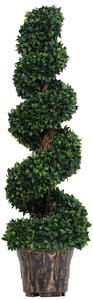 Pianta Artificiale Bosso a Spirale Ø32x112 cm con Vaso Verde