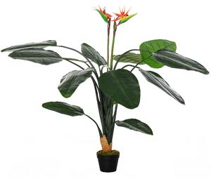 Pianta Artificiale Strelitzia Reginae H155 cm con Vaso Verde e Rosso