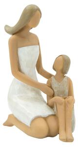 Donna Wood con Bambina 10x5,5x11,5 cm in Poliresina