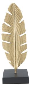 Scultura Foglia con Portacandele Glam 10x10x30 cm in Ferro Oro e Nero