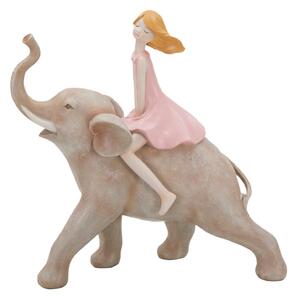 Statuetta Dolly su Elefante 22x10x21 cm in Resina Rosa