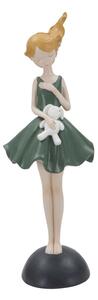 Statuetta Dolly con Coniglietto 11,5x10x33,5 cm in Resina Verde