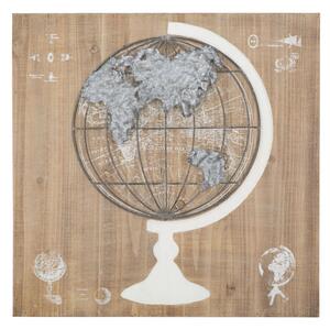 Pannello Mondo Ferro/Legno 50,7x6,5x50,7 cm in Legno e Ferro Marrone