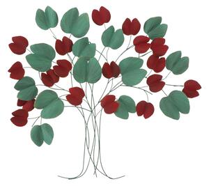 Pannello Albero Bix 105x6,5x94 cm in Ferro Rosso e Verde