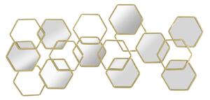 Pannello da Muro Alveare 87,5x2,75x40 cm in Ferro MDF e Specchio Oro