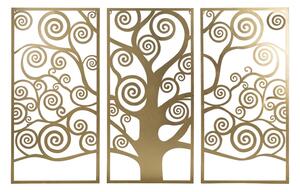 Pannello Albero della Vita Oro Set 3Pz 165x2x110 cm in Ferro Oro