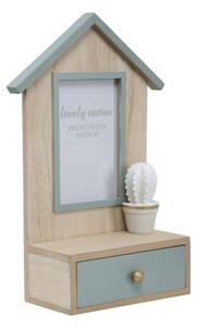 Cornice Cactus con Cassetto 20,5x8,5x31 cm MDF e Vetro Grigio