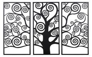 Pannello Albero della Vita Nero Set 3Pz 165x2x110 cm in Ferro Nero