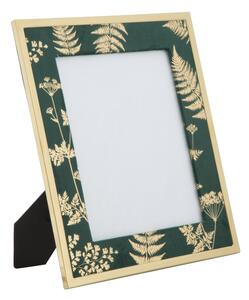 Cornice Glam Verde 28x1,5x33,5 cm in Ferro MDF e Vetro Verde e Oro