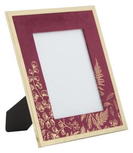 Cornice Glam 24x1,5x29 cm in Ferro MDF e Vetro Bordeaux e Oro