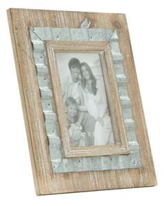 Cornice Wody 21,5x3x26,5 cm in Ferro e MDF Naturale e Argento