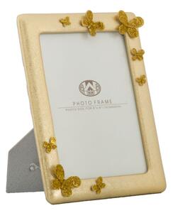 Cornice Glam Butterfly 19,5x2,5x24,5 cm in Poliresina e Vetro Oro