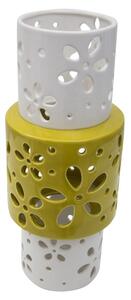 Vaso Yellow Ring Ø14x34 cm Porcellana Bianco e Verde