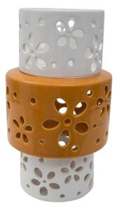 Vaso Arancione Ring Ø14x24,5 cm Porcellana Bianco e Arancione