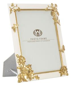 Cornice Flosh 25,8x2x30,5 cm in Poliresina e Vetro Crema e Oro