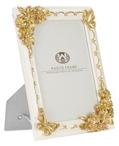 Cornice Butterlyforest 20x2,8x25 cm in Poliresina e Vetro Crema e Oro
