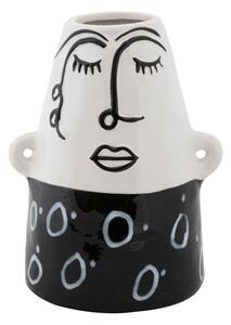 Vaso Thinking Face 16,2x13,3x21 cm in Porcellana Bianco e Nero