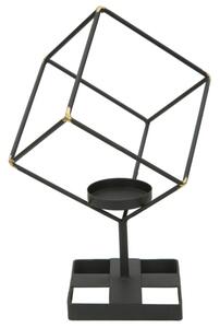 Portacandele Bright Square 17x10x27 cm in Ferro Nero e Oro