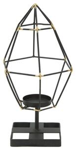 Portacandele Bright Piramid 15x13x29 cm in Ferro Nero e Oro