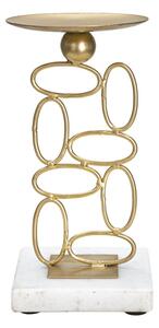 Portacandele Bubbles 10x10x20 cm in Ferro e Marmo Oro e Bianco