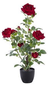 Vaso Fiori Finti di Rose H70 cm Pianta Finta di Rose Rosse