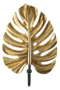 Porta Chiavi da Muro Leaf 11x3,5x16 cm in Poliresina e Ferro Oro e Nero