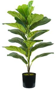 Pianta Artificiale Ficus Lyrata H75 cm con Vaso Verde