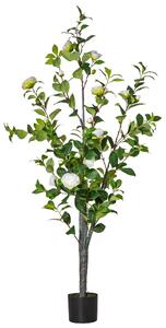 Pianta Artificiale Albero Camelia H150 cm con Vaso Verde e Bianco
