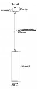 Lampada a Sospensione GU10 per Binario Monofase - Bianca 1,5 metri Faro a binario GU10