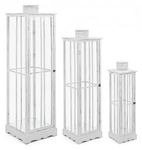 Set 3 Lanterne Astana Bianco in Legno