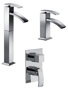 Set miscelatori lavabo alto + bidet + incasso doccia con deviatore Jacuzzi | rubinetteria Glint ottone cromato
