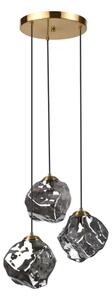 Lampadario a cavo CRISTAL 3xE14/15W/230V ottone/nero fumé