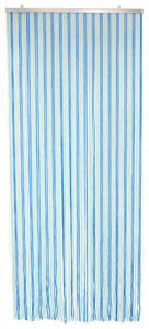 Tenda a Fili per Porta Antimosche 140x250 cm in Tessuto Melange Azzurro