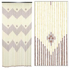 Tenda a Fili per Porta Antimosche 140x240 cm in Legno Zig Zag Scuro