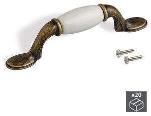 Maniglie per Mobile Interasse 76 mm Zama e Ceramica Bronzo 20 Pezzi Emuca