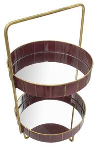 Svuota Tasche Double Glam 36,5x34,5x56,5 cm in Ferro e Specchio Bordeaux e Oro