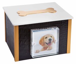 Urna Cineraria in Legno Rivestita in Similpelle per Animali 15x12x10 cm GMF Osso