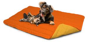 Tappetino imbottito per Cani Gatti Doubleface arancio/giallo