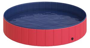 Piscina per Animali Domestici in Plastica Bordo Stabile Ø160x30 cm Rossa