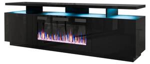 Mobile TV in EVA con camino elettrico 180x40x52 cm nero/nero lucido