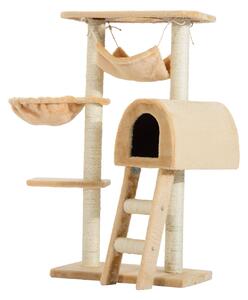 Albero Tiragraffi con Cuccia e Amaca Beige 55x30x100 cm