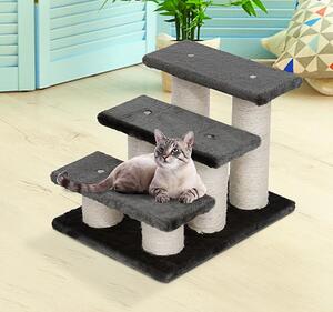 Scala per Gatti Struttura in Legno e Sisal Grigio Scuro 45x35x34 cm