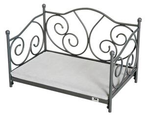 Lettino Cuccia per Cani e Gatti Struttura in Metallo con Cuscino Grigio 65x42x42 cm