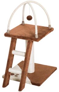 Albero Tiragraffi per Gatti con Scala e Palline in Legno Sisal Marrone e bianco 40x40x70 cm