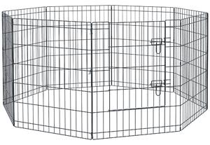 Recinto per Cani Gatti a Rete 8 Pezzi 76x61 cm Nero