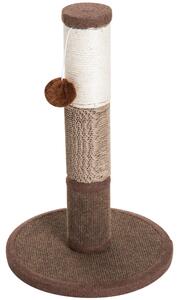 Tiragraffi a Colonna per Gatti con Pallina Marrone 30x30x46 cm