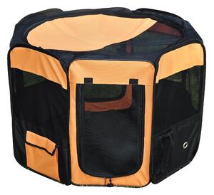 Box per Cani Gatti e Animali Domestici Pieghevole Arancione e Nero Ø91x58 cm