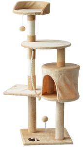 Albero Tiragraffi a 4 Livelli con Giocattoli Beige 40x40x114 cm