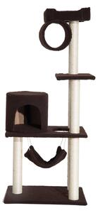 Albero Tiragraffi con Rivestimento in Pelle Marrone scuro 58x40x140 cm